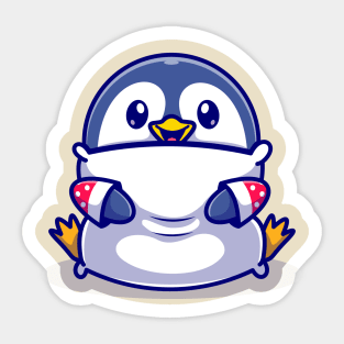 Cute Baby Penguin Hug Pillow Cartoon Sticker